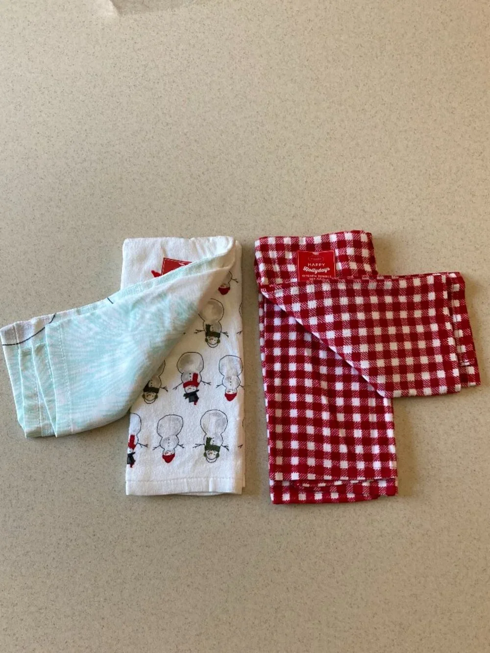 NWT St. Nicholas Square Kitchen Towels 4 Pc. Set Snowmen Theme